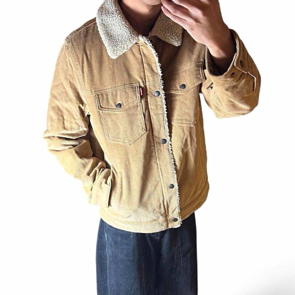 Y2K Vintage Inspired Levi's Men's Relaxed Fit Sherpa Corduroy Jacket Size M